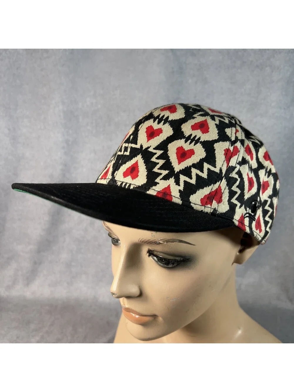 Chuck Originals Baseball Cap With Black, Cream & Red  Love Heart Design 1032-1O